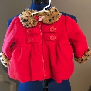 Baby Girls Faux Fur Trimmed Winter Coat